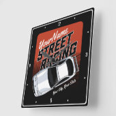 Personalized Street Racing Race Car Motorsport Vierkante Klok (Hoek)