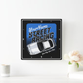 Personalized Street Racing Race Car Motorsport Vierkante Klok (Huis)