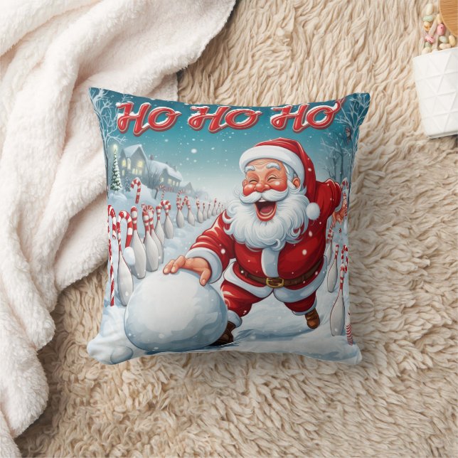 Personalized Striking Santa Bowling  Kussen (Deken)