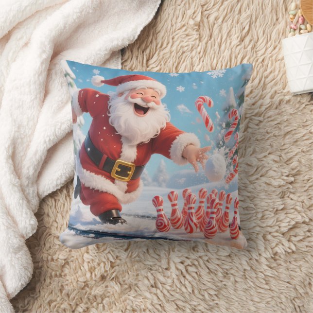 Personalized Striking Santa Bowling  Kussen (Deken)