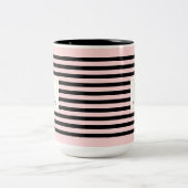 Personalized Stripe Name Mug Pink Tweekleurige Koffiemok (Center)