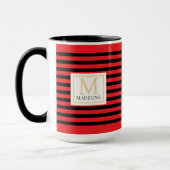 Personalized Stripe Name Mug Red Black White Mok (Links)