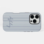 Personalized Striped Blue Tones Minimalist Chic iPhone Hoesje (Achterkant horizontaal)