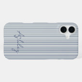 Personalized Striped Blue Tones Minimalist Chic iPhone Hoesje (Achterkant horizontaal)