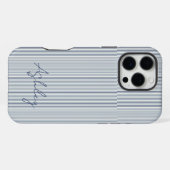 Personalized Striped Blue Tones Minimalist Chic iPhone Hoesje (Achterkant horizontaal)
