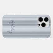 Personalized Striped Blue Tones Minimalist Chic iPhone Hoesje (Achterkant horizontaal)
