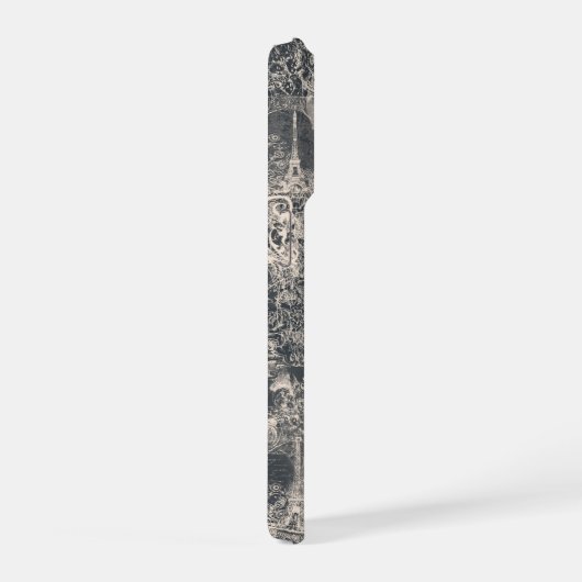 Personalized Stylish Black Paris Toile Design iPhone Hoesje (Rechterkant)