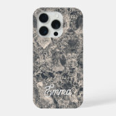 Personalized Stylish Black Paris Toile Design iPhone Hoesje (Achterkant)