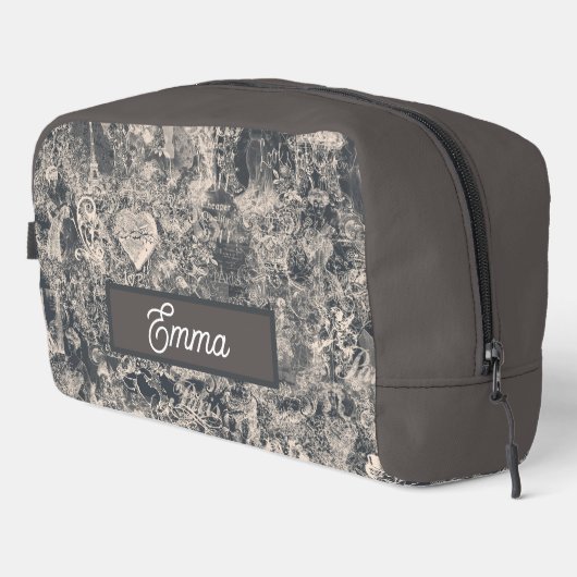 Personalized Stylish Black Paris Toile Design Toilettasje (Rechterhoek)