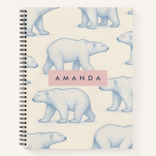 Personalized Stylish Fun Polar Bear Pattern Notitieboek (Voorkant)