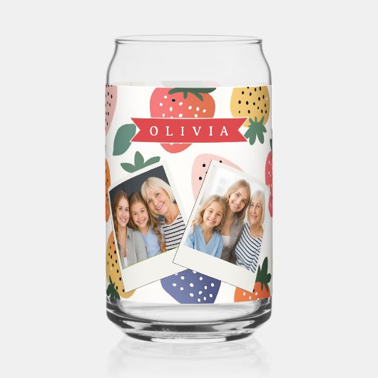 Personalized Summer Colorful Strawberry Pattern Blikvorm Glas (Voorkant)