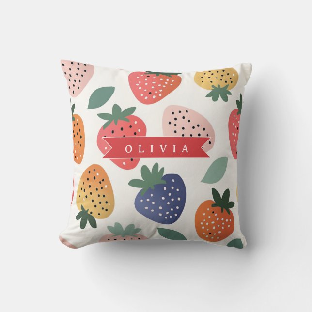 Personalized Summer Colorful Strawberry Pattern Kussen (Voorkant)