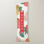 Personalized Summer Colorful Strawberry Pattern Lichaamskussen (Voorkant Verticaal)