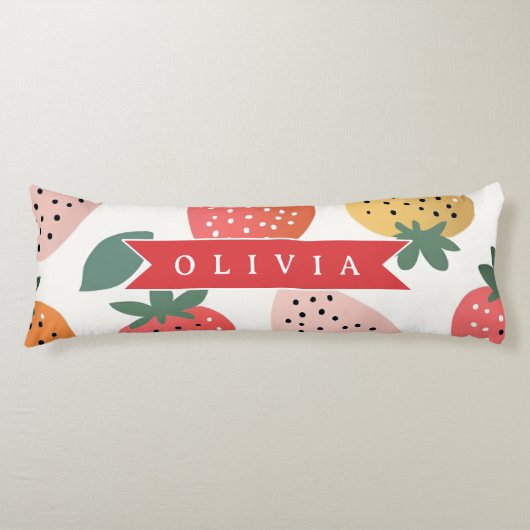 Personalized Summer Colorful Strawberry Pattern Lichaamskussen (Voorkant)