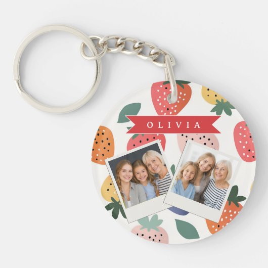 Personalized Summer Colorful Strawberry Pattern Sleutelhanger (Voorkant)
