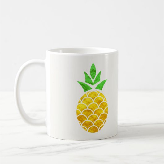 Personalized Summer Foil Gold Geometric Pineapple. Koffiemok (Links)