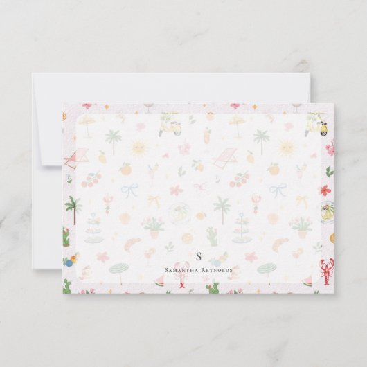 Personalized Summer Watercolor Pattern Notitiekaartje (Voorkant)