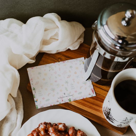 Personalized Summer Watercolor Pattern Notitiekaartje