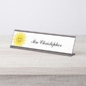 Personalized Sun Smile Face Teacher  Bureau Naambordje (Voorkant)