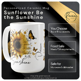 Personalized Sunflower Be the Sunshine Ceramic Mug Koffiemok