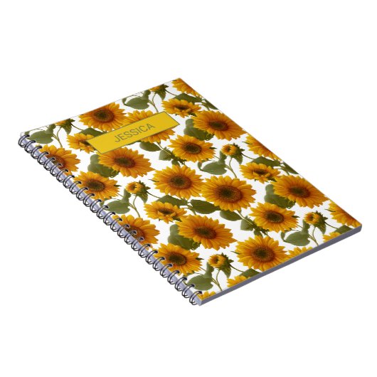 Personalized Sunflower Bloom Floral Pattern Custom Notitieboek (Rechterzijde)