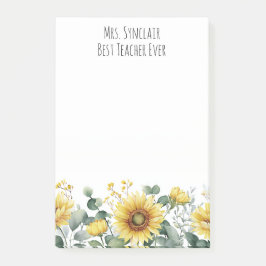 Personalized Sunflower Flower Teacher Appreciation Post-it® Notes