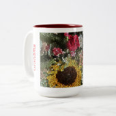 Personalized Sunflower Mosaic Cup Tweekleurige Koffiemok (Voorkant links)