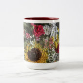Personalized Sunflower Mosaic Cup Tweekleurige Koffiemok (Center)