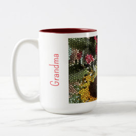 Personalized Sunflower Mosaic Cup Tweekleurige Koffiemok