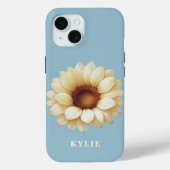 Personalized Sunflower Name Blue Phone Case (Achterkant)