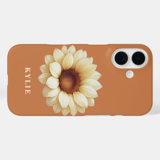 Personalized Sunflower Name Terra Cotta Phone Case (Achterkant (horizontaal))