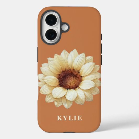Personalized Sunflower Name Terra Cotta Phone Case (Achterkant)
