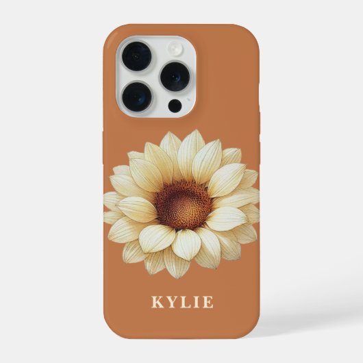 Personalized Sunflower Name Terra Cotta Phone Case iPhone Hoesje (Achterkant)
