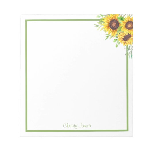 Personalized Sunflower Notepad Notitieblok (Voorkant)
