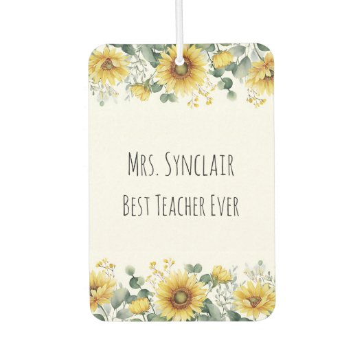Personalized Sunflower Teacher Thank You Luchtverfrisser (Voorkant)