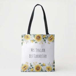 Personalized Sunflower Teacher Thank You Tote Bag