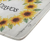 Personalized Sunflower Wreath Glass Cutting Board Snijplank (Hoek)