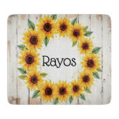 Personalized Sunflower Wreath Glass Cutting Board Snijplank (Voorkant)