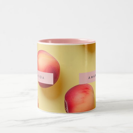 Personalized Sunny Peach Bliss Tweekleurige Koffiemok (Center)
