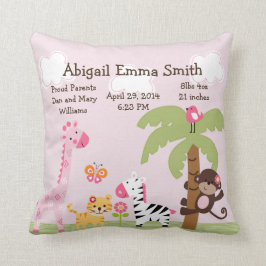 Personalized Sunny Safari/Girl Animals Pillow Kussen