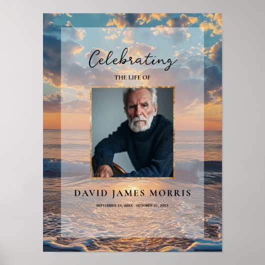 Personalized Sunset Funeral Welcome Sign Poster (Voorkant)