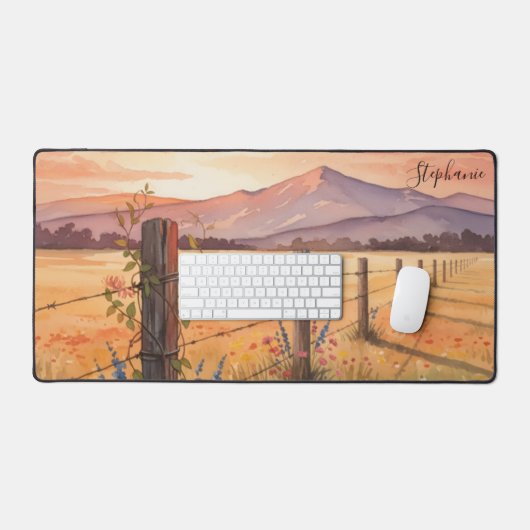 Personalized Sunset Wildflower Field Bureaumat (Keyboard & Muis)