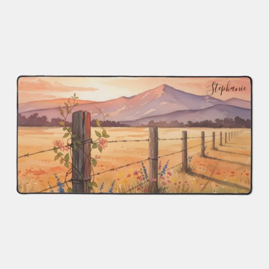 Personalized Sunset Wildflower Field Bureaumat (Voorkant)