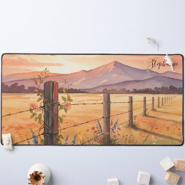 Personalized Sunset Wildflower Field Bureaumat