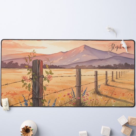Personalized Sunset Wildflower Field Bureaumat