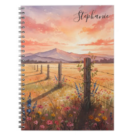 Personalized Sunset Wildflower Journal Notebook Notitieboek