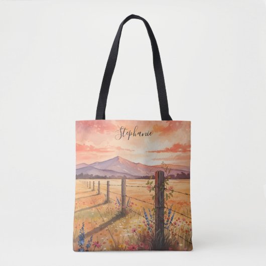 Personalized Sunset Wildflower Tote Bag (Voorkant)