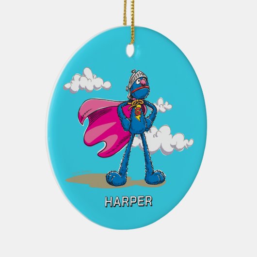 Personalized Super Grover | Custom Name & Photo Keramisch Ornament (Rechts)