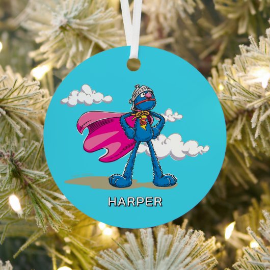 Personalized Super Grover | Custom Name & Photo Metalen Ornament (Insitu)
