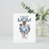 Personalized Super Mom with Son and Daughter Gift  Aankondigingskaart (Staand voorkant)